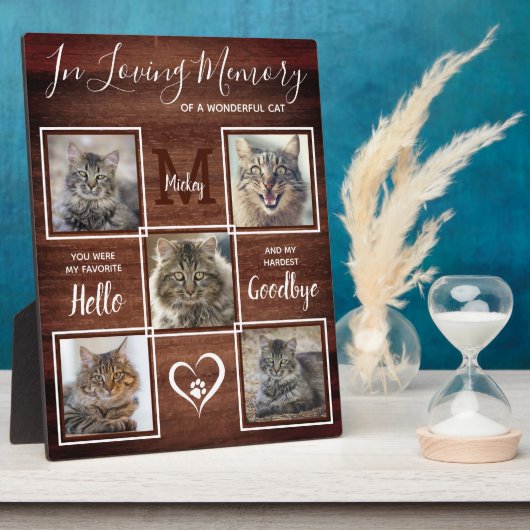 ペット素朴メモリパーソナライズされたー5猫写真 フォトプラーク (側面)