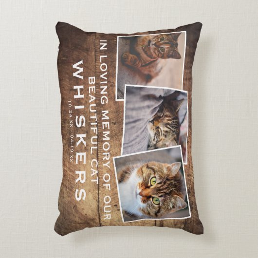 ペット素朴モダンフォトコラージュ猫/犬メモリアル アクセントクッション (正面(垂直))