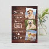 ペット素朴ロスパーソナライズされた3 Photo Dog記念碑 サンキューカード (スタンド正面)