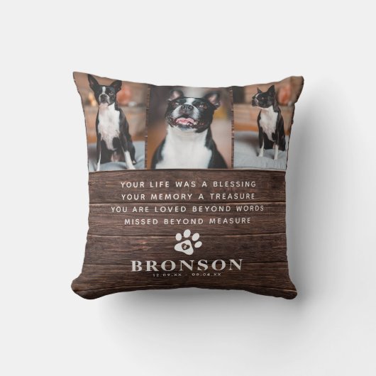 ペット素朴ロス記念引用文&フォトコラージュ クッション (正面)