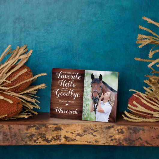 ペット素朴ロス馬パーソナライズされた記念写真 フォトプラーク (側面)
