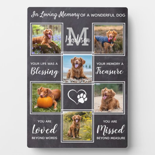 ペット素朴記念犬の損失ギフトユニーク6写真 フォトプラーク (正面)