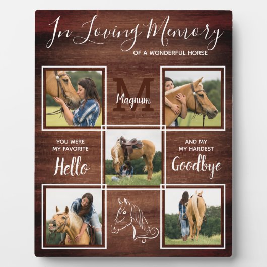 ペット素朴馬の記念パーソナライズされた写真 フォトプラーク (正面)