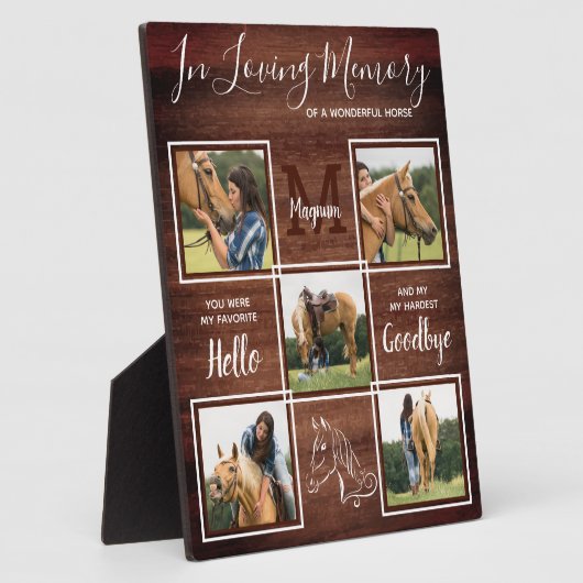 ペット素朴馬の記念パーソナライズされた写真 フォトプラーク (側面)
