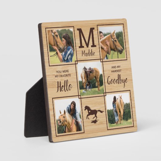ペット素朴馬パーソナライズされた記念写真5 フォトプラーク (正面)