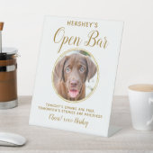 ペット結婚のオープンバードッグ写真エレガント金ゴールド飲料 台座サイン (インサイチュ)