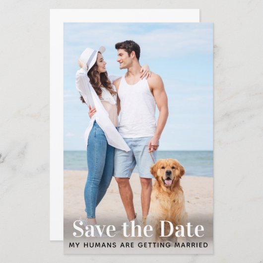 ペット結婚のカスタム写真犬は日付カードを保存 (正面/裏面)