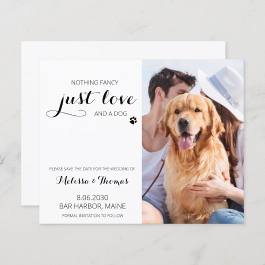 ペット結婚のバジェット犬が日付カードを保存 (正面/裏面)