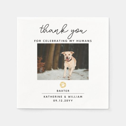 ペット結婚の写真のナプキン結婚に感謝 スタンダードカクテルナプキン (正面)