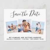 ペット結婚の写真コラージュ犬の日付を保存 案内ポストカード (正面)