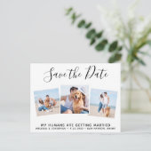 ペット結婚の写真コラージュ犬の日付を保存 案内ポストカード (スタンド正面)