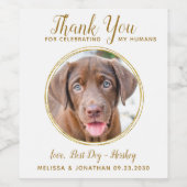 ペット結婚の感謝のカスタム写真エレガント金ゴールド ワインラベル (シングルラベル)