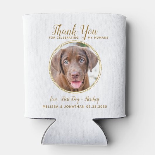 ペット結婚の感謝のカスタム写真エレガント金ゴールド 缶クーラー (裏面)