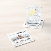 ペット結婚の3フォトコラージュ犬の日付を保存 スクエアペーパーコースター (インサイチュ)