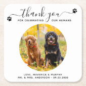 ペット結婚スモダンプエレガントト写真ありがとう スクエアペーパーコースター (正面)