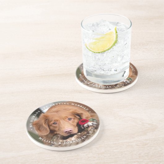 ペット結婚ズパーソナライズされたドッグ婚約 コースター (側面)