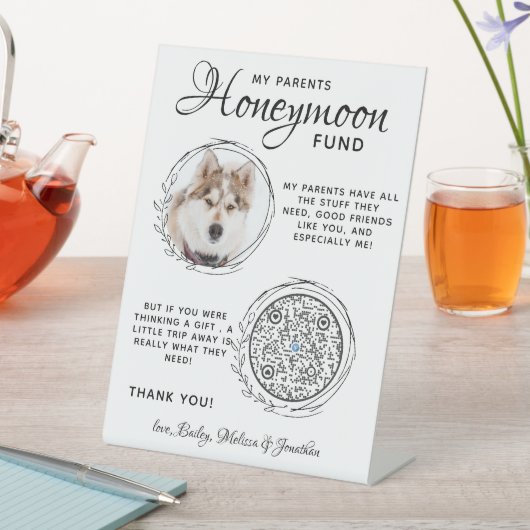 ペット結婚ズ犬の写真QRコード新婚旅行ファンド 台座サイン (インサイチュ)