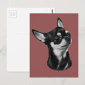 ペット絵を描ポートレートアーティストによるハンドチワワ ポストカード (正面/裏面)