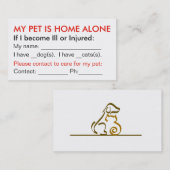ペット緊急の接触情報の札入れは犬猫を梳きます コーリングカード (正面/裏面)