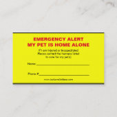 ペット緊急の注意深い家のカードだけ 名刺 (裏面)