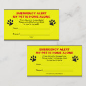 ペット緊急の注意深い家の名刺だけ コーリングカード (正面/裏面)