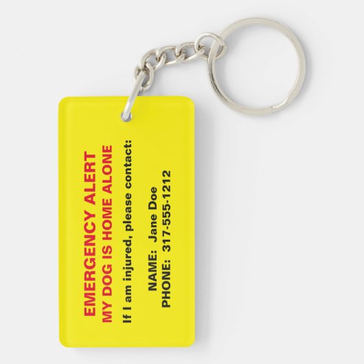 ペット緊急の注意深いKeychain キーホルダー (裏面)