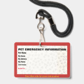ペット緊急情報カードバッジ バッジ (正面（ネックストラップ付）)