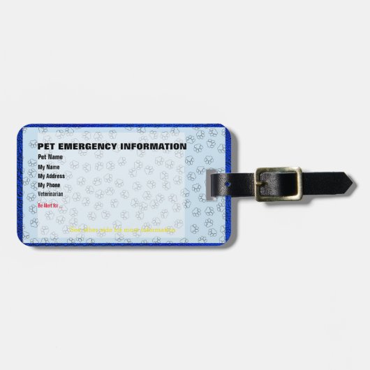ペット緊急情報カードバッジ ラゲッジタグ (正面横)