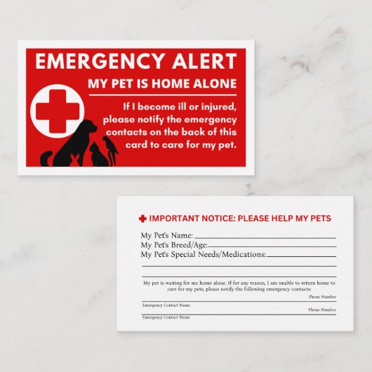 ペット緊急通報医療情報カ気にード エンクロージャーカード (正面/裏面)