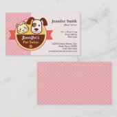 ペット美しいサロン – ピンク水玉模様 名刺 (正面/裏面)