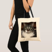 ペット虎猫猫の顔の写真 トートバッグ (正面(商品))