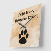 ペット規則時計 スクエア壁時計 (傾斜)