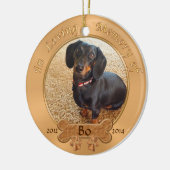 ペット記念のギフトのパーソナライズな2つの写真、3文字 セラミックオーナメント (左)