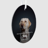 ペット記念のシンプルな写真名前および年 オーナメント (正面)