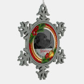 ペット記念の写真はペット損失の哀悼を個人化します スノーフレークピューターオーナメント (左)