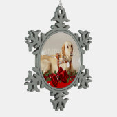 ペット記念の写真は個人化なります スノーフレークピューターオーナメント (左)