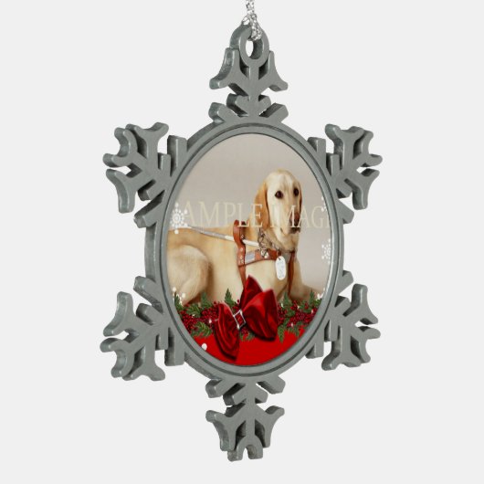 ペット記念の写真は個人化なります スノーフレークピューターオーナメント (左)