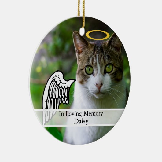 ペット記念の天使の翼及びハローの名前をカスタムする セラミックオーナメント (右)