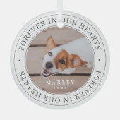 ペット記念の永遠のハートモダン写真 ガラスオーナメント (正面)