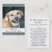 ペット記念カードティール(緑がかった色) – 満足の詩 名刺 (正面/裏面)