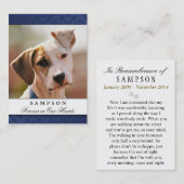 ペット記念カードネイビーブルー – 満足の詩 名刺 (正面/裏面)