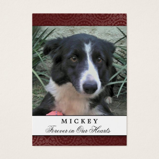 ペット記念カードマルーン写真 – 泣かない詩 (正面)