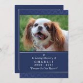 ペット記念カード5"x7"ネイビーブルー写真 招待状 (正面/裏面)