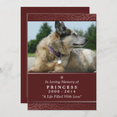 ペット記念カード5"x7"赤 – 悲しんではいけない詩 案内状 (正面/裏面)