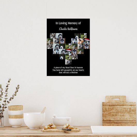 ペット記念ギフトペットの損失カスタム写真コラージュ ポスター (キッチン)