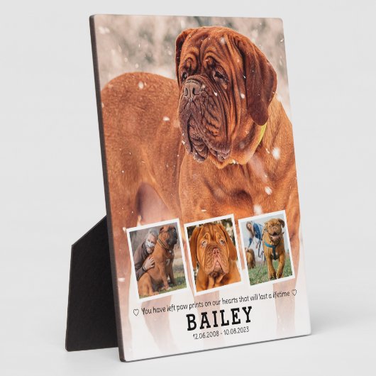 ペット記念ギフト – ドッグキャットロス4写真コラージュ フォトプラーク (側面)