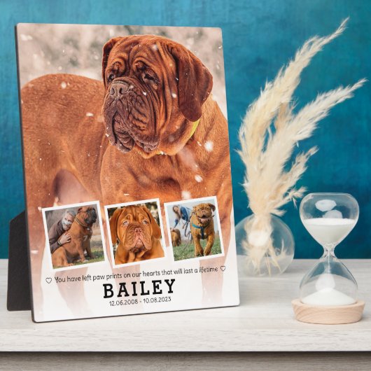 ペット記念ギフト – ドッグキャットロス4写真コラージュ フォトプラーク (側面)