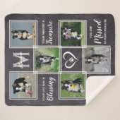 ペット記念グレー写真コラージュ シェルパブランケット (正面(横))