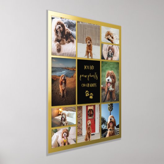 ペット記念コラージュのハートにポープリント 箔ポスター (レイダウン)