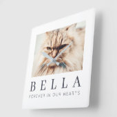 ペット記念シンプルチモダンックファミリー写真 スクエア壁時計 (傾斜)